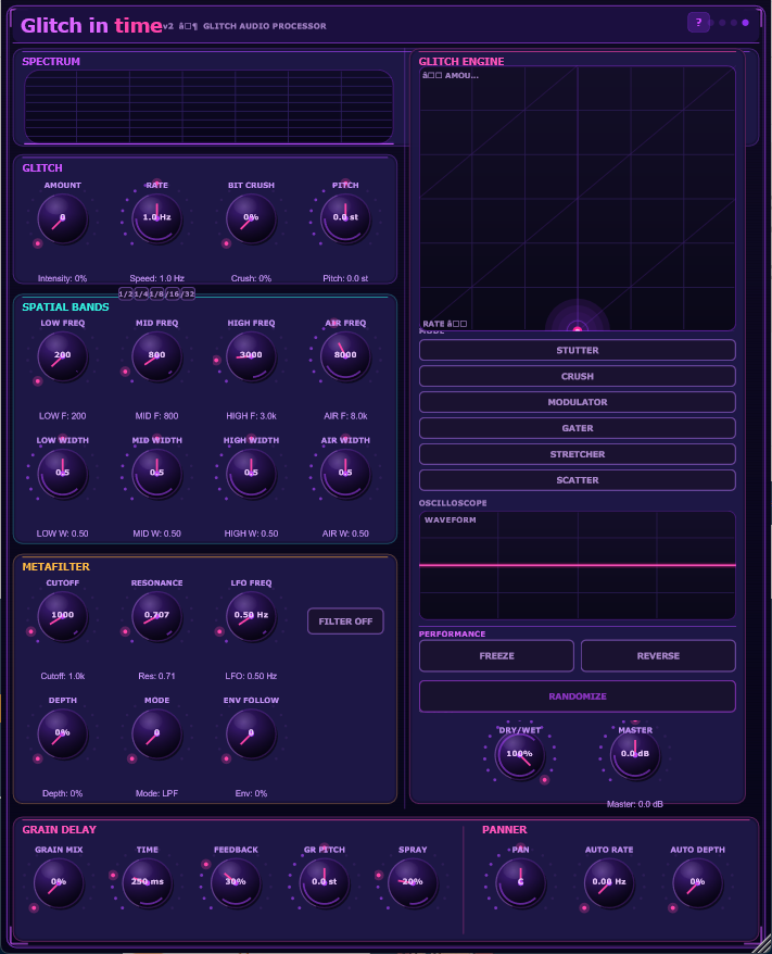Glitch in time plugin interface